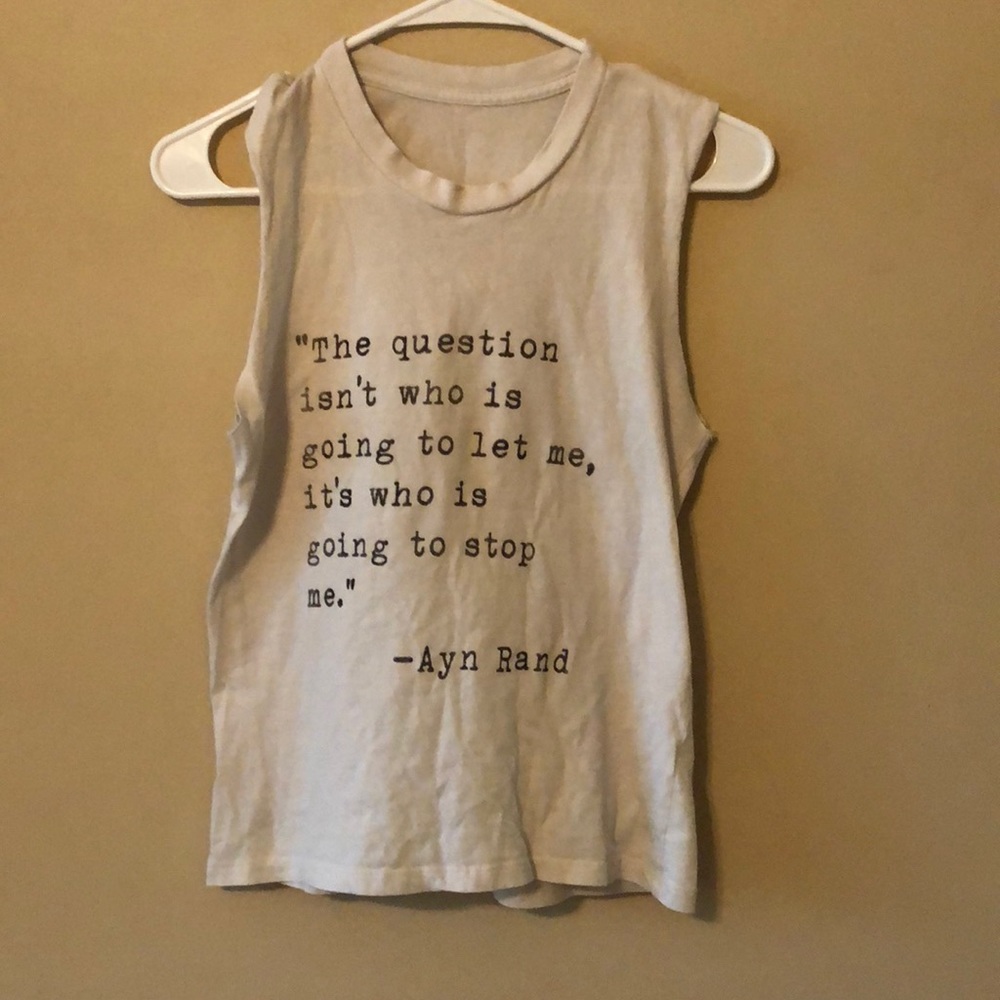 Cream colored graphic tank